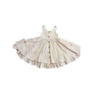 Sweet Honey Dress Sz 6y Button Front Full Layered Pink Gingham Sleeveless